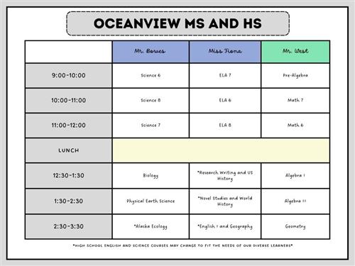 oceanview ms and hs schedule